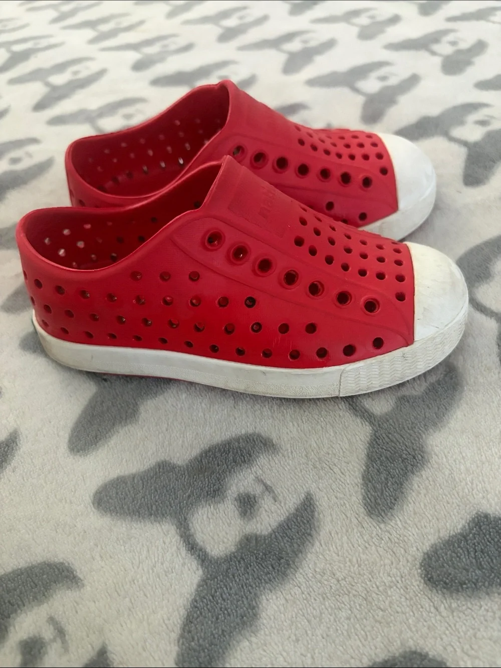 Native Kids Slip-On Water Shoes in Red with White Toe Cap
